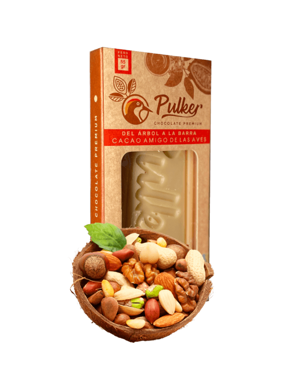 barra de chocolate blanco frutos secos Biodiverso Café Chocolate y Conservación barra de chocolate blanco frutos secos Biodiverso Café Chocolate y Conservación